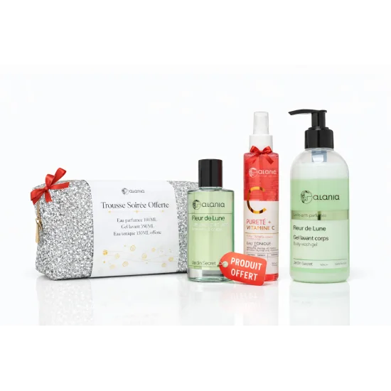 ALANIA FLEUR DE LUNE - GEL LAVANT CORPS 350ML+EAU PARFUMEE 100 ML+EAU TONIQUE 150ML ET TROUSSE OFFERTES