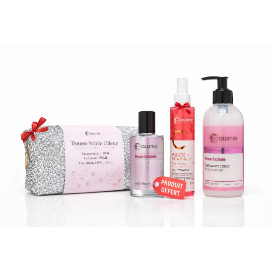 ALANIA ROSE BOISEE - GEL LAVANT CORPS 350ML+EAU PARFUMEE 100 ML+EAU TONIQUE 150ML ET TROUSSE OFFERTES