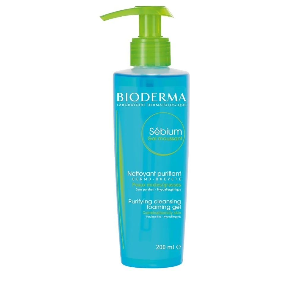 bioderma sebium gel moussant purifiant 200ml pompe peaux mixtes a g...