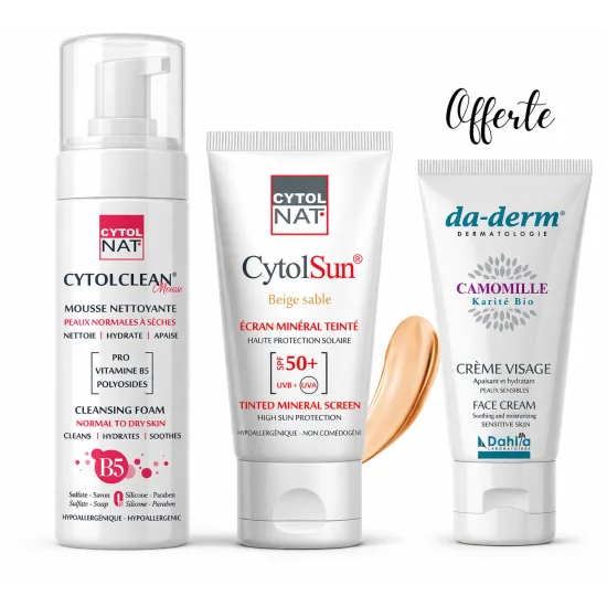 COFFRET CYTOL ECRAN SOLAIRE TEINTE BEIGE SABLE + MOUSSE NETTOYANTE ...